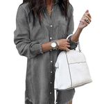 NEW Denim Shirt Long Sleeve Distressed Dress Button Down M Pink Size M Photo 0