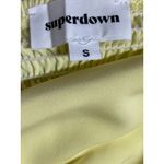 superdown  Yellow Sleeveless Tie Strap V Neck Smocked Tank Cami Crop Top Size S Photo 2