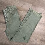7 For All Mankind green denim high waist cropped straight jeans size 25 Photo 0