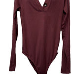 Eye Candy   Bodysuit‎ Purple Size L Snap Closure Stretch Long Sleeve Ribbed Photo 0