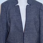 Talbots Navy Houndstooth Blazer Size 6 Navy Collarless Suit Jacket Photo 2