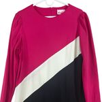 Vintage 80s Mod Dress Colorblock Pink Black Stripe Size 18 L XL USA Union Made Photo 1