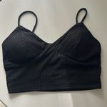 Iris Black Ribbed Padded Crop Top Photo 1