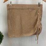 AIMAGE Tan Knit Ruched Semi Sheer Mini Skirt M 2BJ123 Brown Size M Photo 1