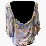 NWT INC Printed Floral Lightweight Shirt Top Tie Front Front S/S Top Sz 2X Green Photo 1