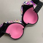 PINK - Victoria's Secret Victoria Secret PINK Bustier Strapless Bra Black Floral Size 36B Photo 2