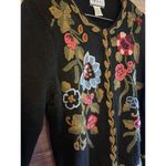 Vintage 80s Imari Granny Sweater Vest Womens M Black Crochet Flowers Boho Artsy Size M Photo 2