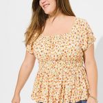 Torrid Womens Blouse Sz 5 5X 28 Crinkle Gauze Criss Cross Back Sunset Floral NEW Photo 0