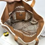 DKNY  Two-Tone‎ Leather Tote Cream Cognac Photo 10