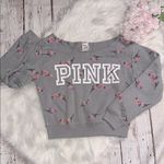 Victoria's Secret PINK Victoria Secret Grey Off  Shoulder Sweater Cropped Top Photo 0