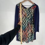 LOGO By Lori Goldstein LOGO Lori Goldstein Abstract Plaid Chiffon Front Women's 3/4 Sleeve Tunic Top XL Photo 8