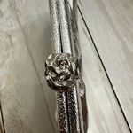 Vintage Silver Leather Kiss Lock Micro Clutch Party Event Evening Christmas NYE Photo 6