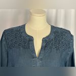 Bandolino  Blue Smocked Tunic with Mandarin Collar (847) Photo 6