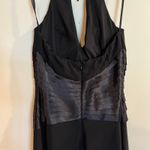 Vintage SL Fashions Dress Y2K Halter V Neck Babydoll Satin Chiffon 8 Black Size M Photo 3