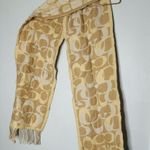Coach Tan Ivory C Monogram 100% Merino Wool Fringe Detail Wool Winter Scarf Photo 1