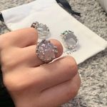 Silver ring Gem ring high end noble ring light pink color ring pink gem ring lava ring Photo 0