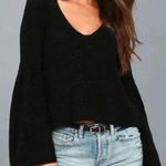 Free People Damsel Black Bell Sleeve Knit Sweater Size Small Oversized Photo 0