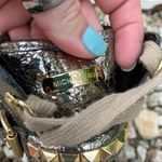 Michael Kors Gold Foil Studded High Rise Sneakers 7M Photo 4