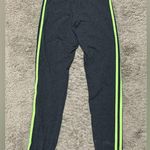 Adidas  Charcoal Leggings with Neon Green Stripes size S EUC! Photo 5