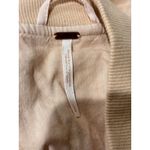 Free People  Blush Pink Linen Oversized Ruched Back Sleeves Bomber Jacket Large Photo 7