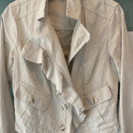 CAbi  Jacket Blazer Linen light coat Ruffle asymetrical crop M Photo 0