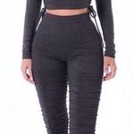 Gray ruched crop top & pants set Photo 0