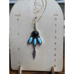 S925 Faux Turquoise Feather Earrings Blue Photo 3