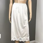 Vanity Fair Vintage Half Slip Midi Size Small Off White Scalloped Lace Slit USA Photo 1