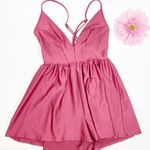 Urban Outfitters  Gianni Plunging Satin Strappy Romper Pink Rose Photo 5