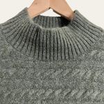 BeachLunchLounge Olive Green Mock Neck Cable Knit Poncho Sweater Size M Photo 6
