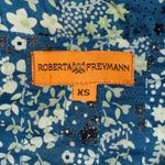 Roberta Freymann  Women’s Sz XS Floral Tunic Top Long Sleeve Blue Cotton Photo 3