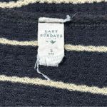 Lazy Sunday Women’s Size S Black White Striped Button Tie Front Waffle Top Shirt Photo 3