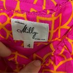 Milly  Silk geometric pink retro sheath dress size 4‎ Photo 4