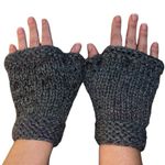 NEW Women’s Fingerless Gloves Mitts Wool Grey Gray Photo 0