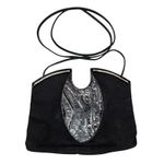 Vintage 1980's Sidonie Larizzi Paris Suede Croc Embossed Avant Garde Bag RARE Black Photo 2