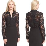 Diane Von Furstenberg  Lorelei Two Bloom Black Jacquard Lace Button down 6 Photo 1