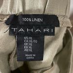 Tahari  100% Linen Pants Women’s Size XL Wide Leg Elastic Waist Lagenlook Green Photo 5