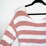 Maurice's Pink & White Striped Open Twist Back Knit Sweater Photo 2