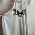 Alya  White High Neck Embroidered Keyhole Tank Top Photo 3