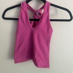Happily Grey‎ Ribbed Tank Top Cropped Tie Back Hot Pink Casual Size Photo 3