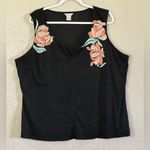 Ariat  Tank Top Womens XXL Black Two Way Crushed Velvet Embroidered Notch Neck Photo 1