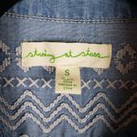 Urban Outfitters Staring At Stars  Chambray Denim Embroidered Top Women's Small Photo 7