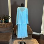 Womens Blue Chiffon Formal Dress Floral Lace Detail Matching Jacket Size 14 NWOT Photo 4