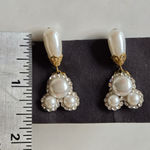 Disney  Mickey Mouse Pearl Gold Rhinestone Dangle earrings Photo 1