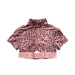 Adidas  Womens Hyperglam Crop Top Zip Tee Pink Leopard XS Athleisure Performance Photo 4