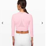 Lululemon Short Stop Long Sleeve Crop Top Mesh Detail Size 8 Powdered Rose Pink Photo 1
