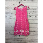 Lilly Pulitzer Women's Pink Dress with White Embroidery Size 0 Photo 4