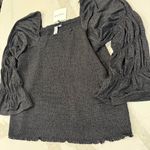 Grace + Karma NWT Smocked Long Bell Sleeve Eyelet Blouse Women's 2X Square Neck Black Photo 1