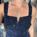 Sparkly Navy Jumpsuit Wide Leg Blue Size L Photo 2