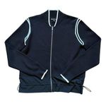 Athleta Sweater Jacket Size Small Black Zip Front Sporty Varsity Preppy Fall Photo 3